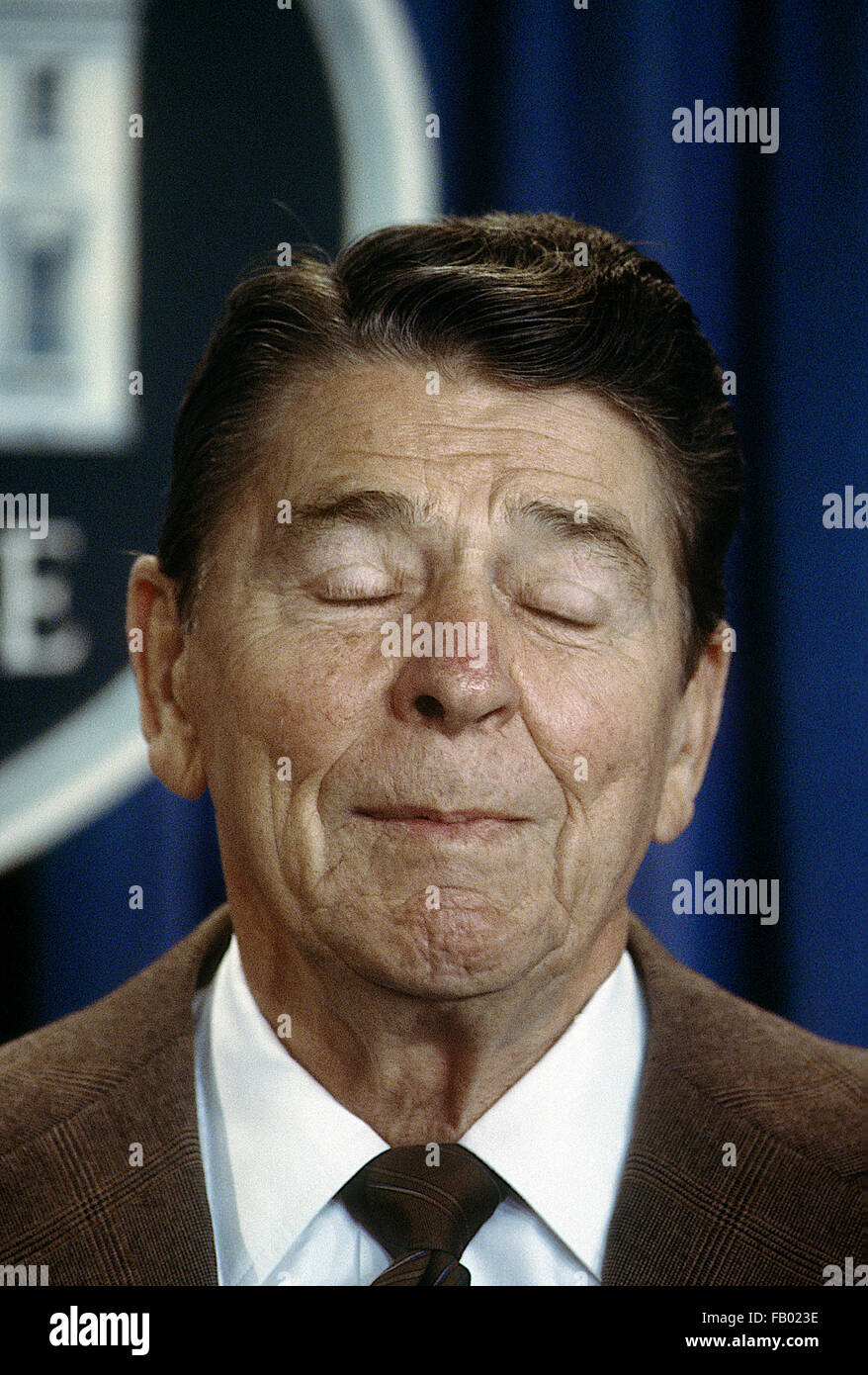 Washington, DC, USA, Februar 1987 Präsident Ronald Reagan Porträt Credit: Mark Reinstein Stockfoto