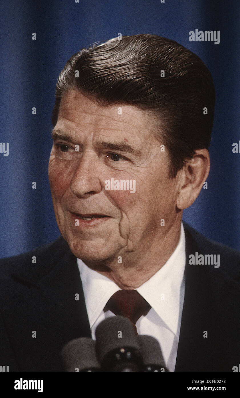 Washington, DC, USA, 1985 Präsident Ronald Reagan Porträt. Bildnachweis: Mark Reinstein Stockfoto