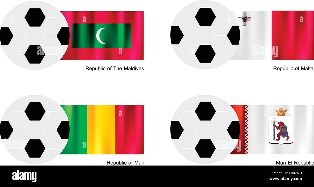 Zur Veranschaulichung der Fußbälle oder Fußbälle mit Fahnen von Malta