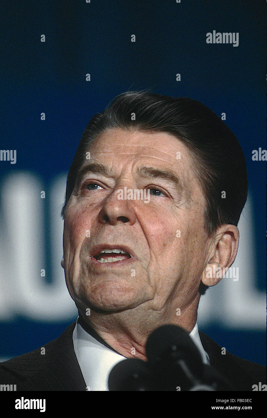 Washington, DC, USA, Februar 1984 Präsident Ronald Reagan Porträt Credit: Mark Reinstein Stockfoto