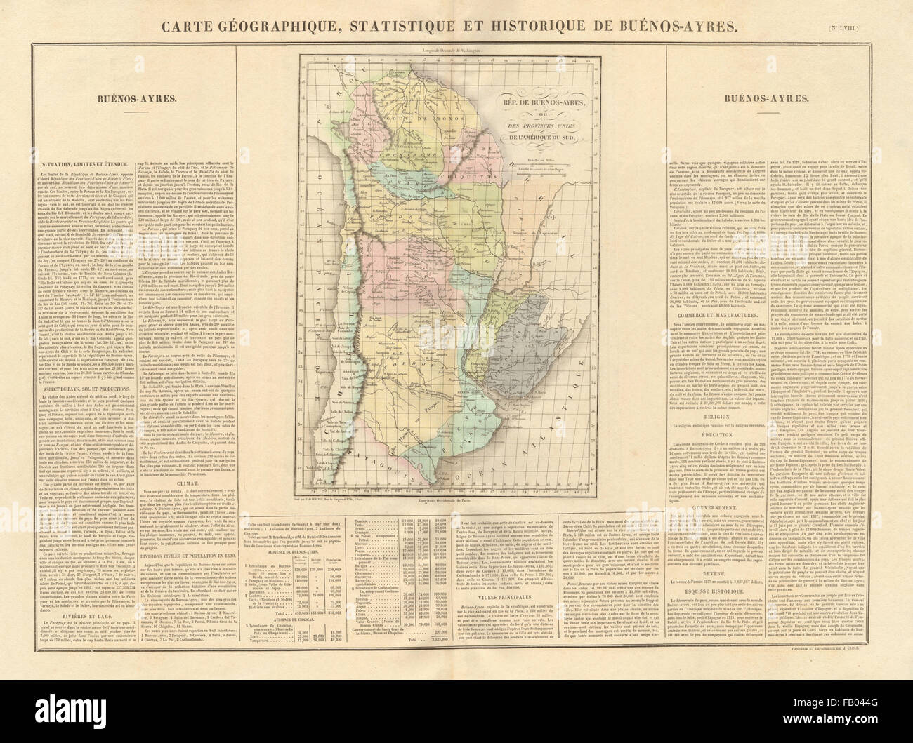 'Buenos Ayres'. Argentinien. Inc Pacific Seaboard/Uruguay/Bolivien. BUCHON 1825 Karte Stockfoto