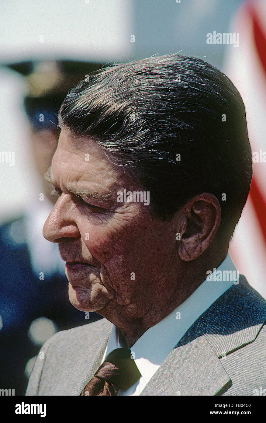 Washington, DC, USA, Mai 1985 Präsident Ronald Reagan Porträt. Bildnachweis: Mark Reinstein Stockfoto