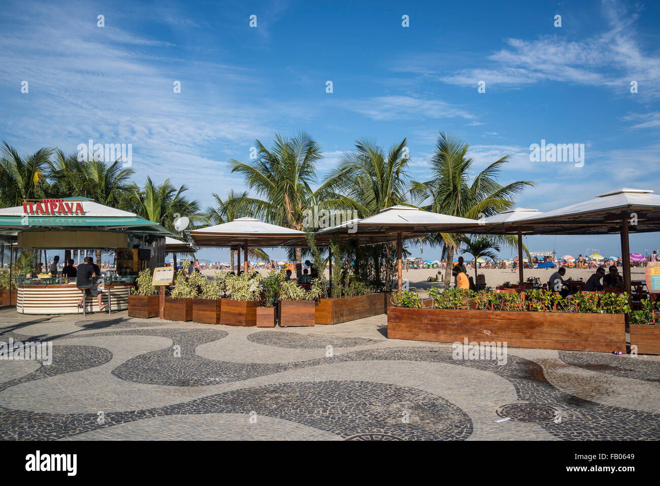 Bar und Restaurant, Quiosque Itaipava, Copacabana, Rio De Janeiro, Brasilien Stockfoto
