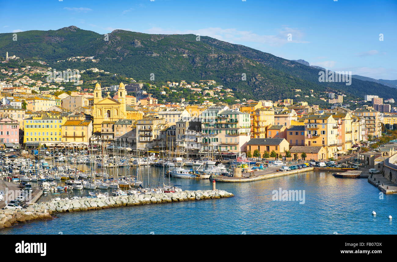 Luftbild im Hafen Bastia, Korsika, Frankreich Stockfoto