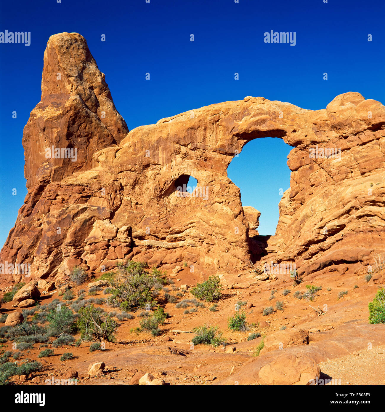 Turret Arch im Arches-Nationalpark in der Nähe von Moab, utah Stockfoto