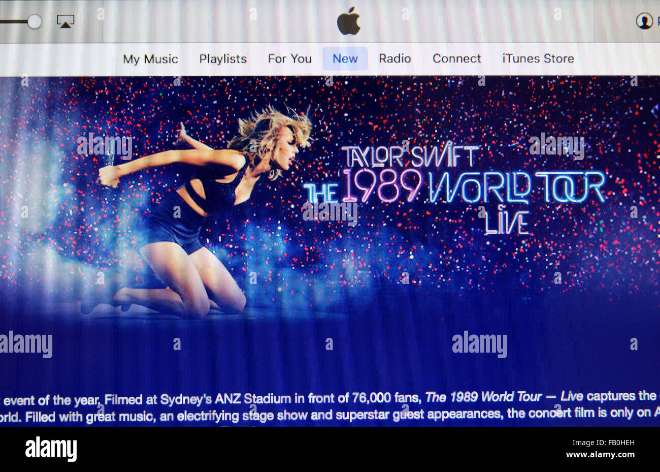 Taylor Swift-Seite bei Apple iTunes Stockfoto