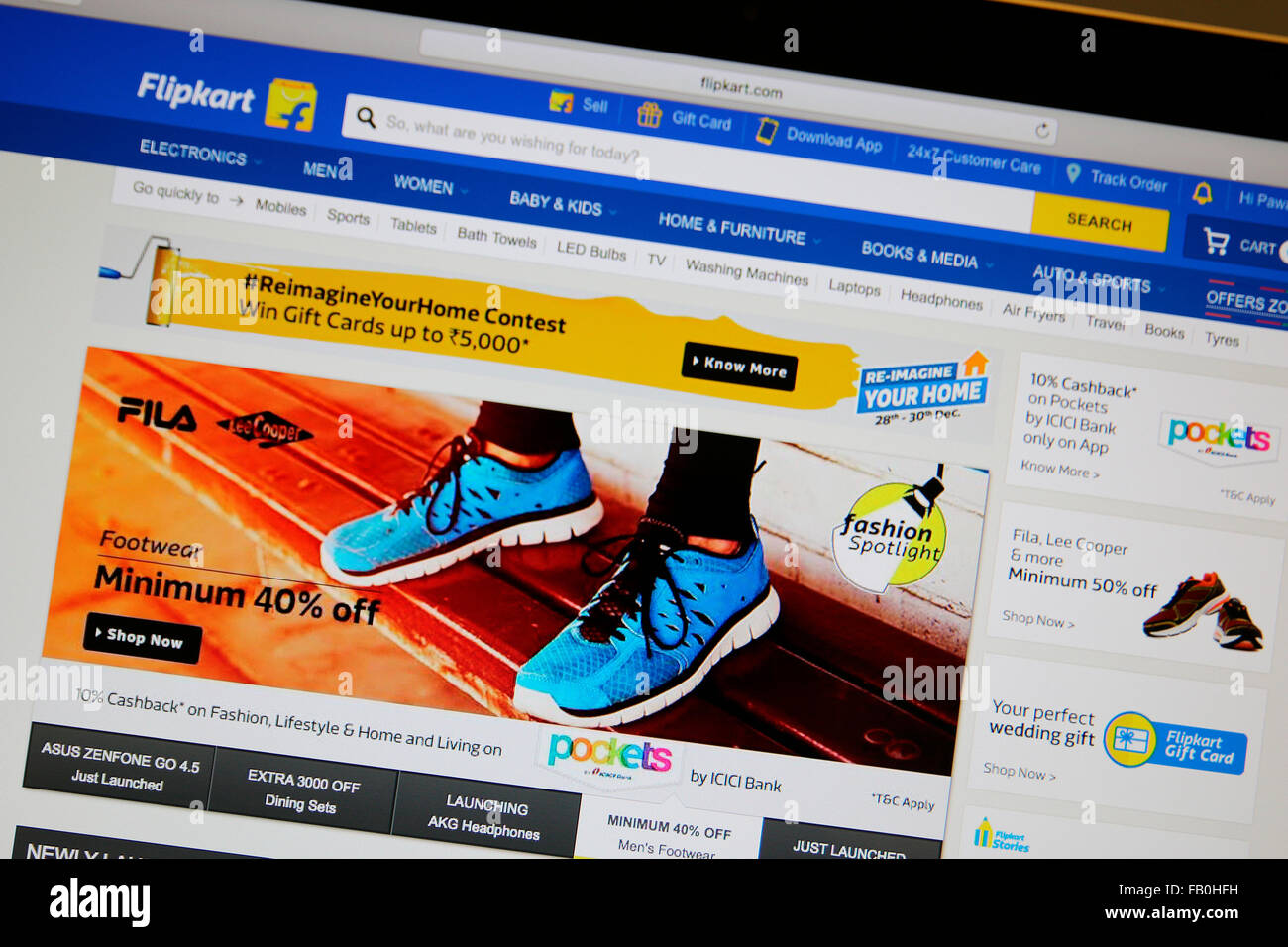 Flipkart Website für Online-shopping in Indien Stockfoto