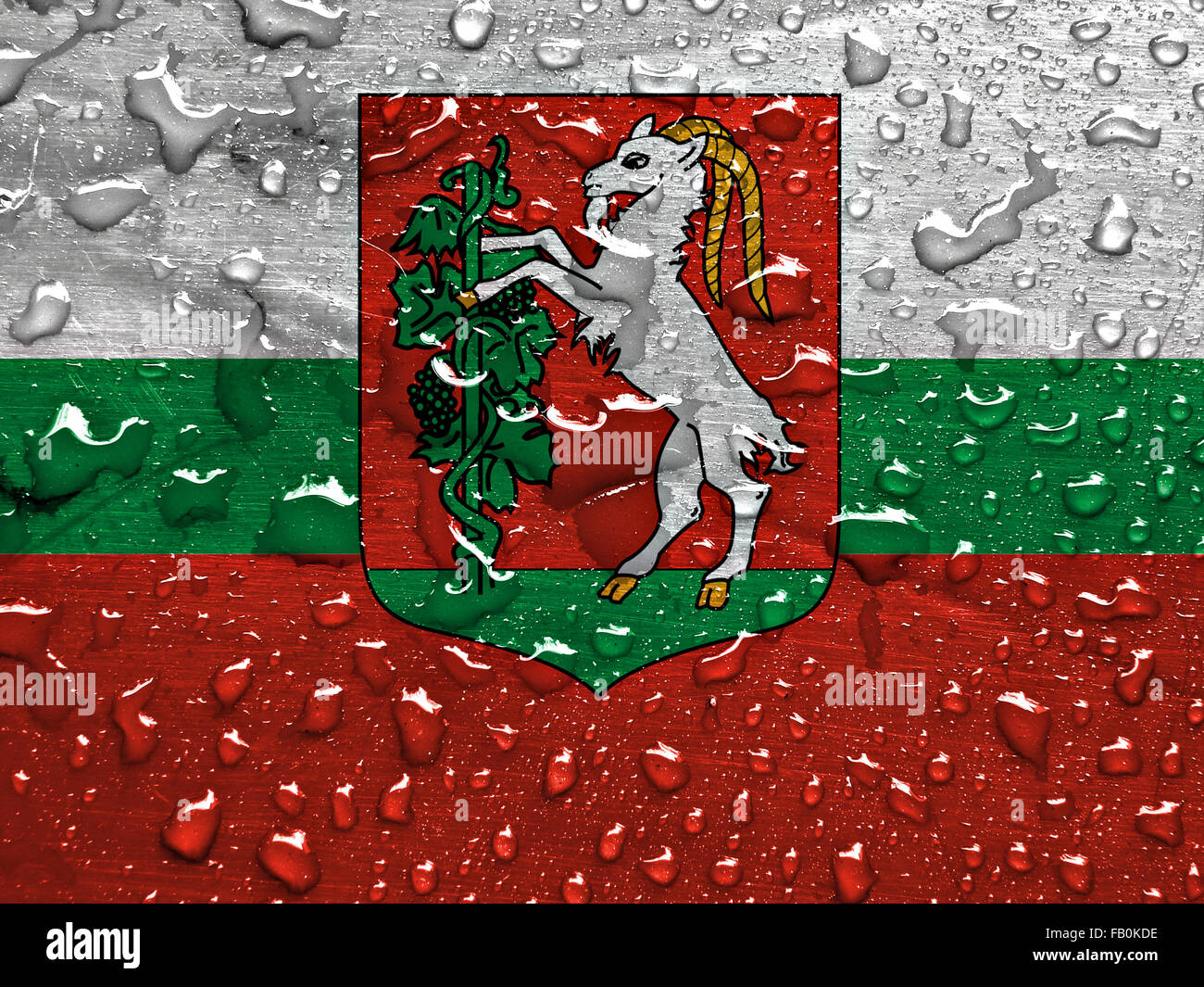 Flagge von Lublin mit Regen fällt Stockfoto