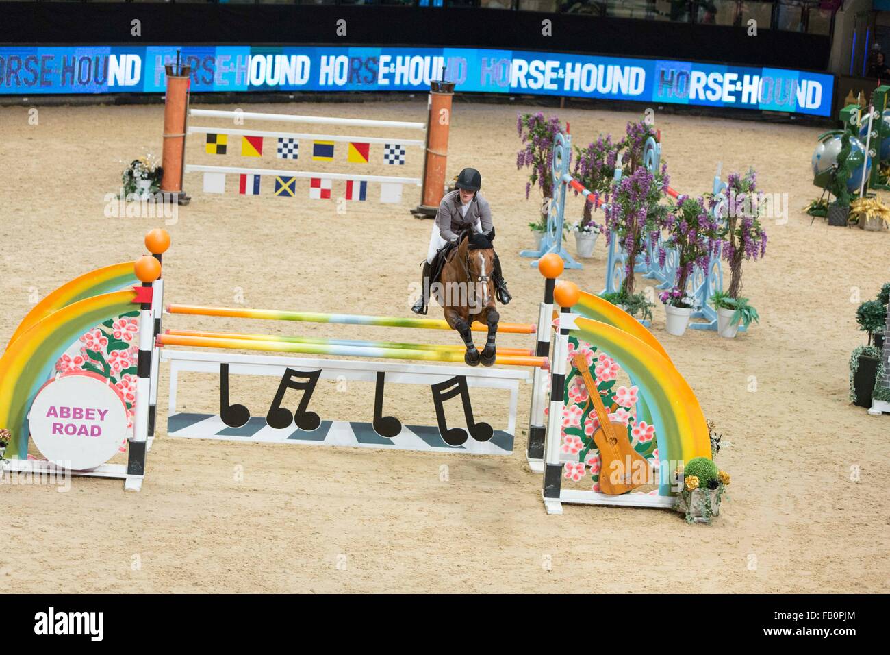 Liverpool International Horse Show, Januar 2016, Vereinigtes Königreich. Fiona Meier auf Olympischen MH F Stockfoto