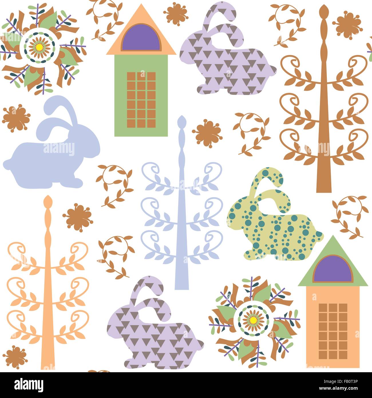 Nahtlose Kinder Muster mit Kaninchen und nahtlose Muster im Swatch-Menü, Vektor-Illustration. Niedliche Textur für anderes design Stock Vektor