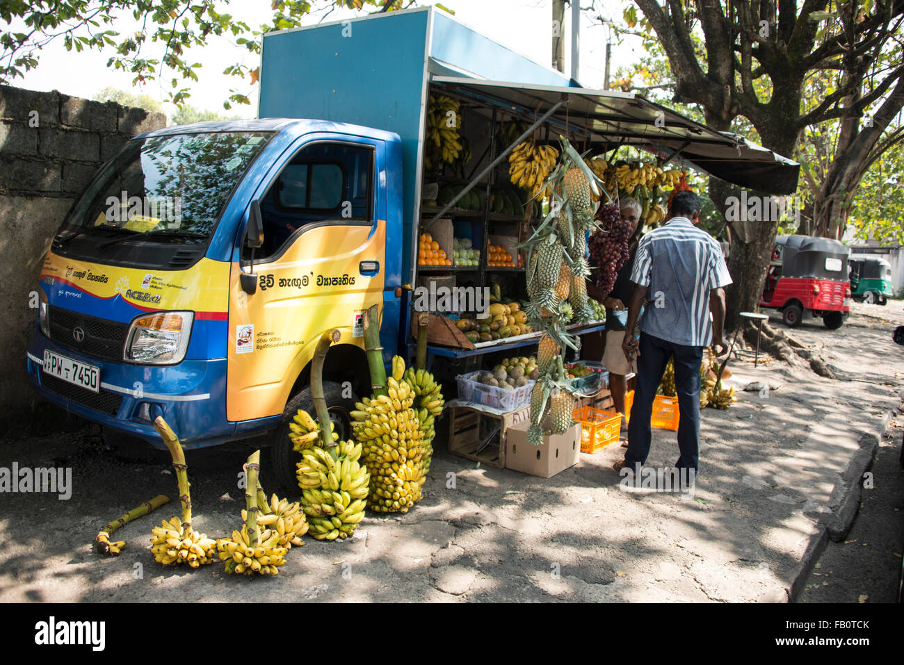 Einem geparkten van Verkauf von lokal produzierten Frischobst in Colombo, Sri Lanka Stockfoto