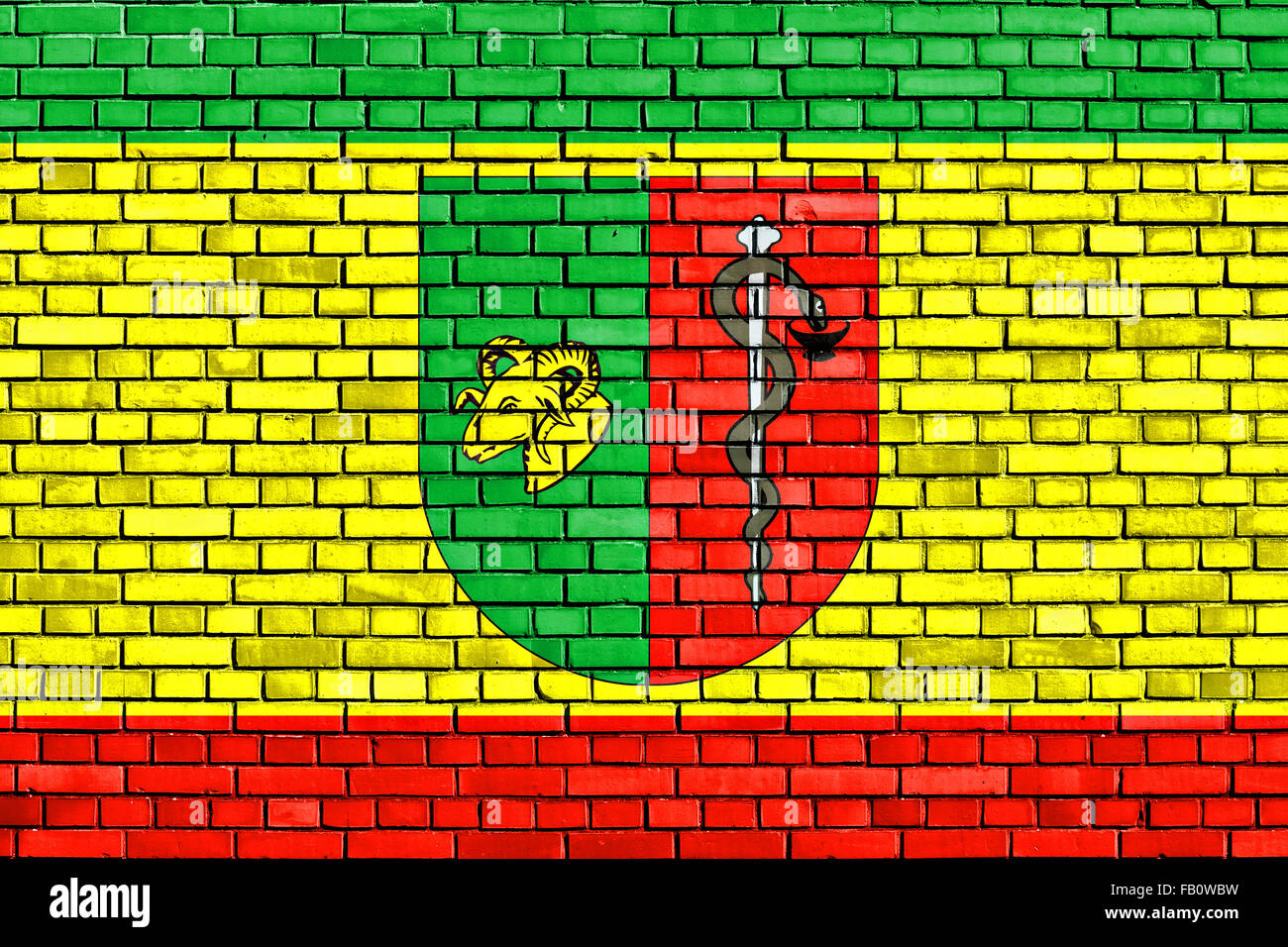 Flagge von Yevpatoria auf Mauer gemalt Stockfoto