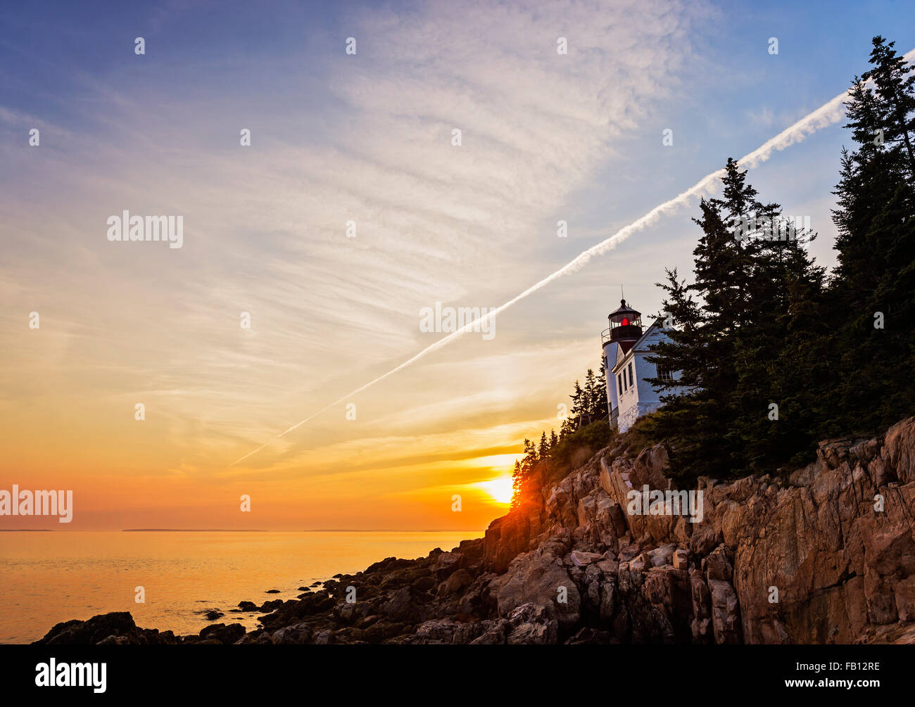 Leuchtturm bei Sonnenuntergang Stockfoto