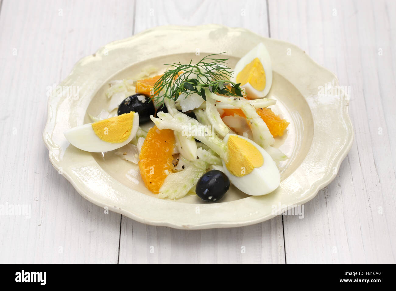 Remojon Granadino, Salz Kabeljau Orangen- und Olivenbäumen Salat, spanische Küche Stockfoto