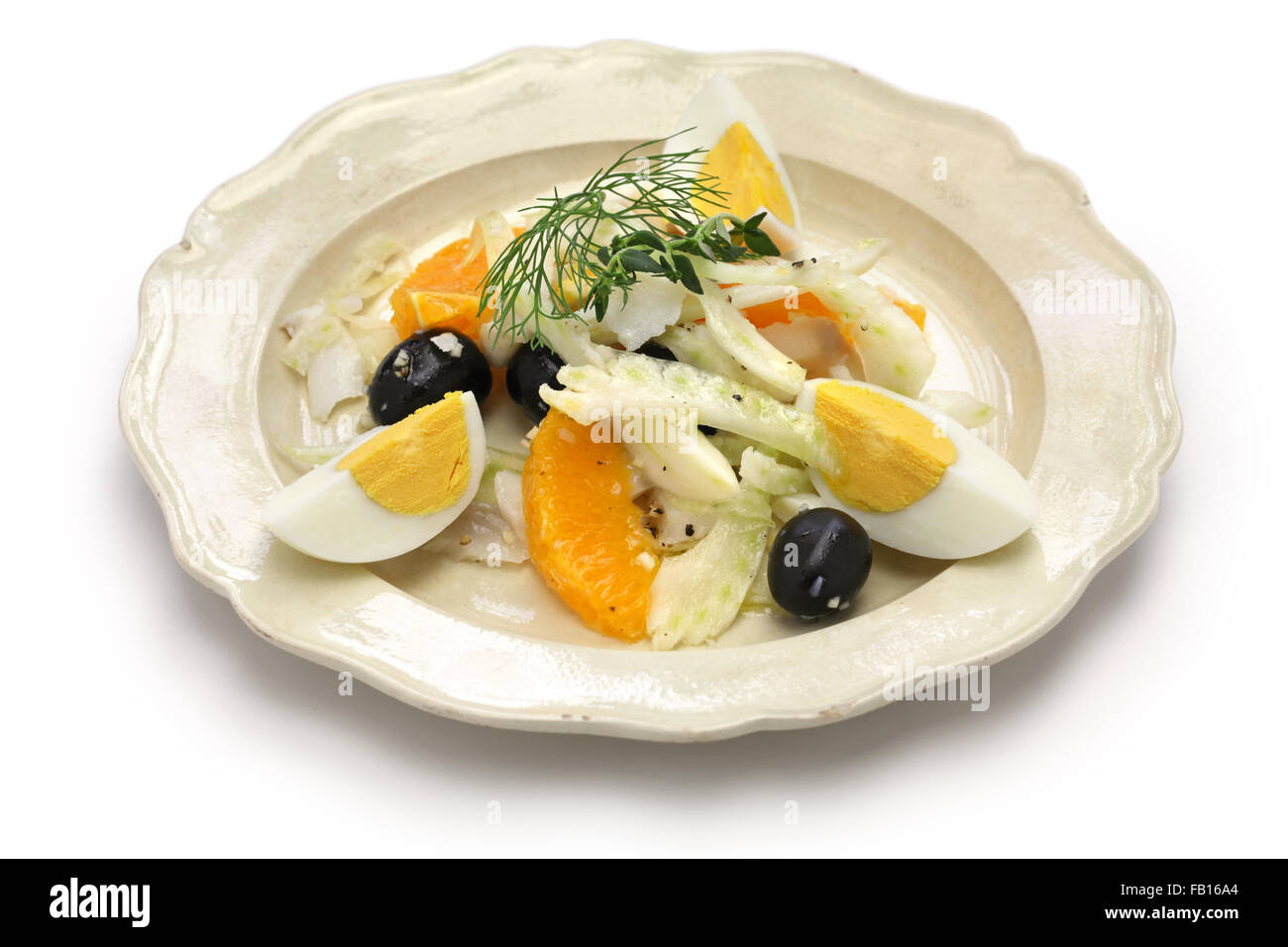 Remojon Granadino, Salz Kabeljau Orangen- und Olivenbäumen Salat, spanische Küche Stockfoto