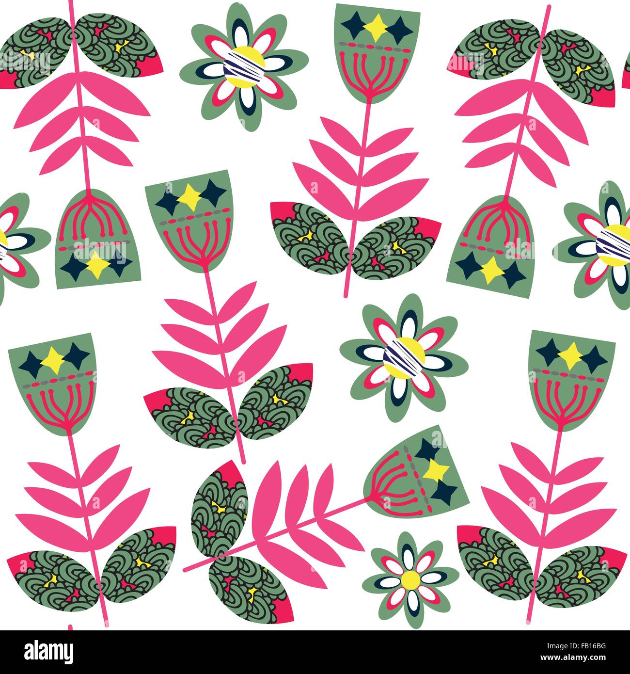 Abstrakte Blumenmuster lebendige nahtlose und nahtlose Muster im Swatch-Menü, Vektor-Bild. Niedliche bearbeitbares Vektor Hintergrund Stock Vektor