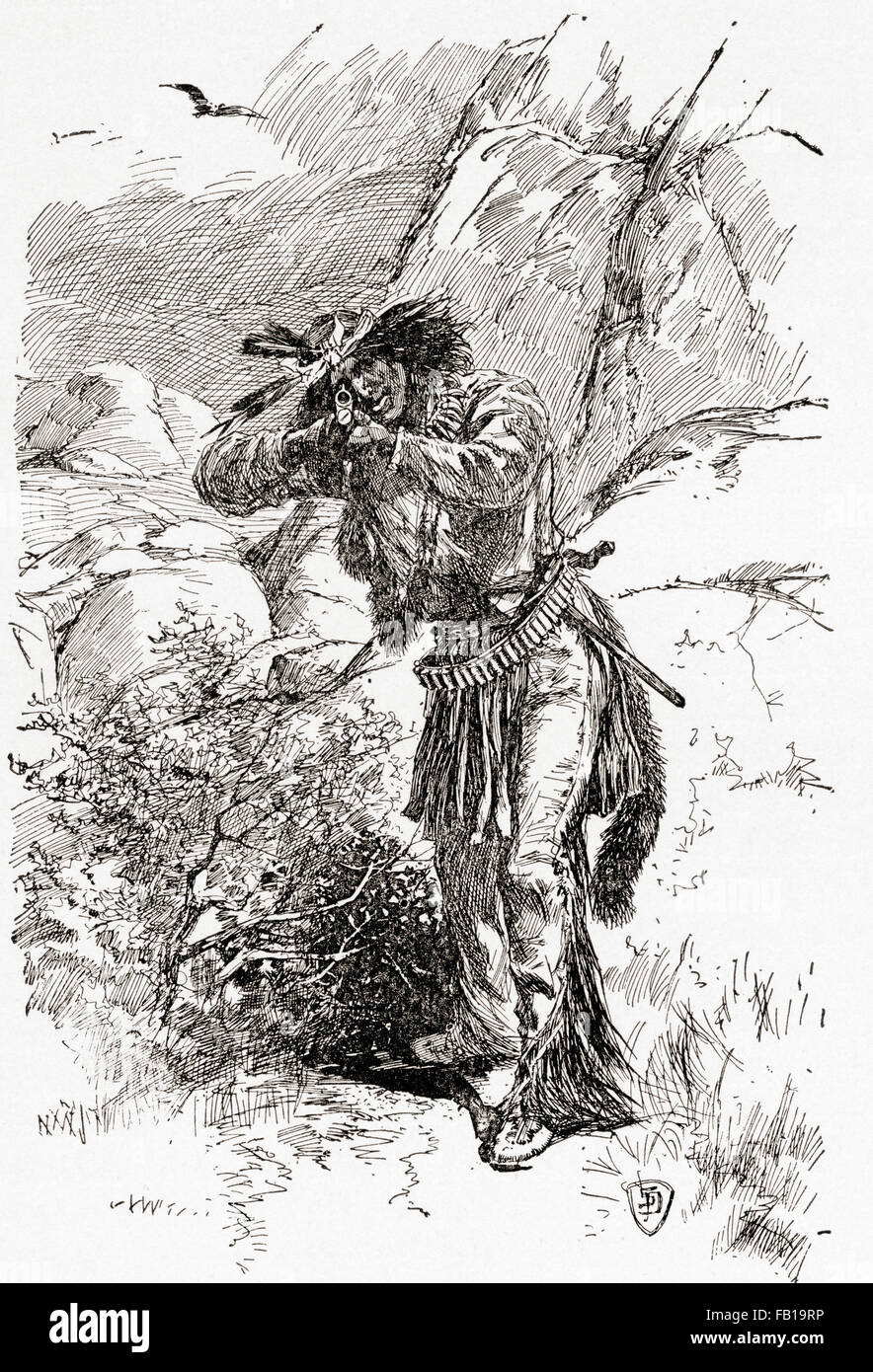 Ein Apache Indian Jagd im 19. Jahrhundert. Stockfoto