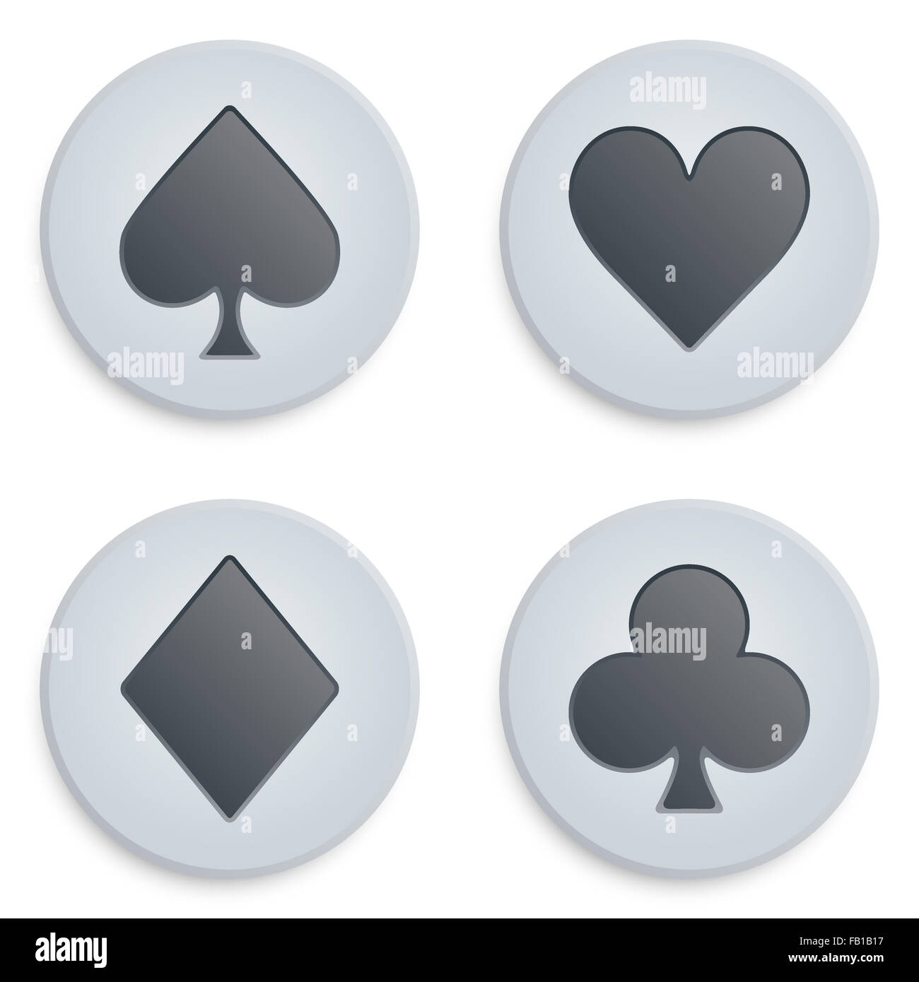 Casino-einfaches Symbol-Karte-Anzüge Stockfoto
