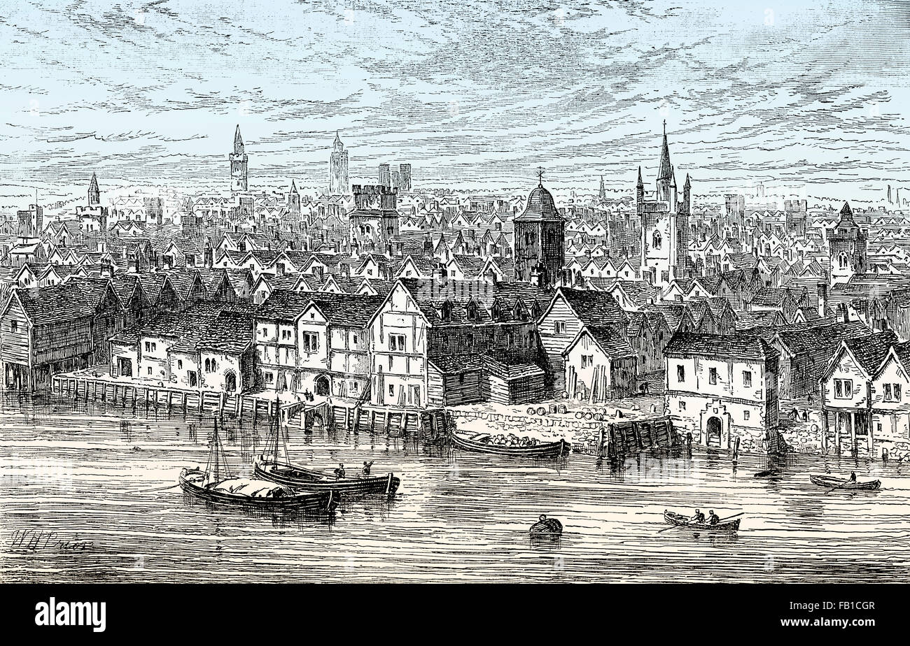 Die Steelyard, die wichtigsten Handelsstützpunkt oder Kontor der Hanse in London, 1540 Stockfoto