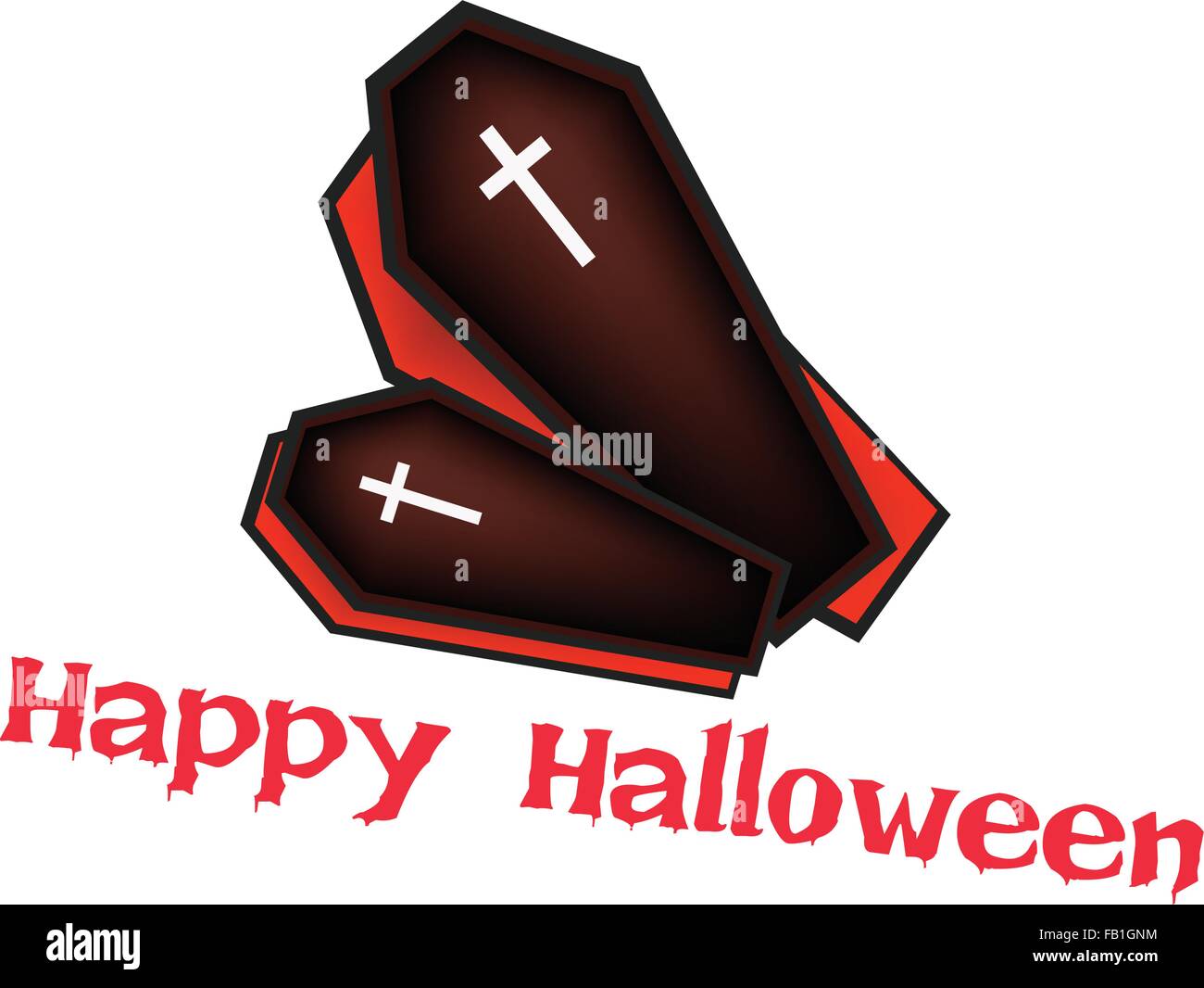 Veranschaulichung der beiden Vampire Särge für Happy Halloween Feier. Stock Vektor