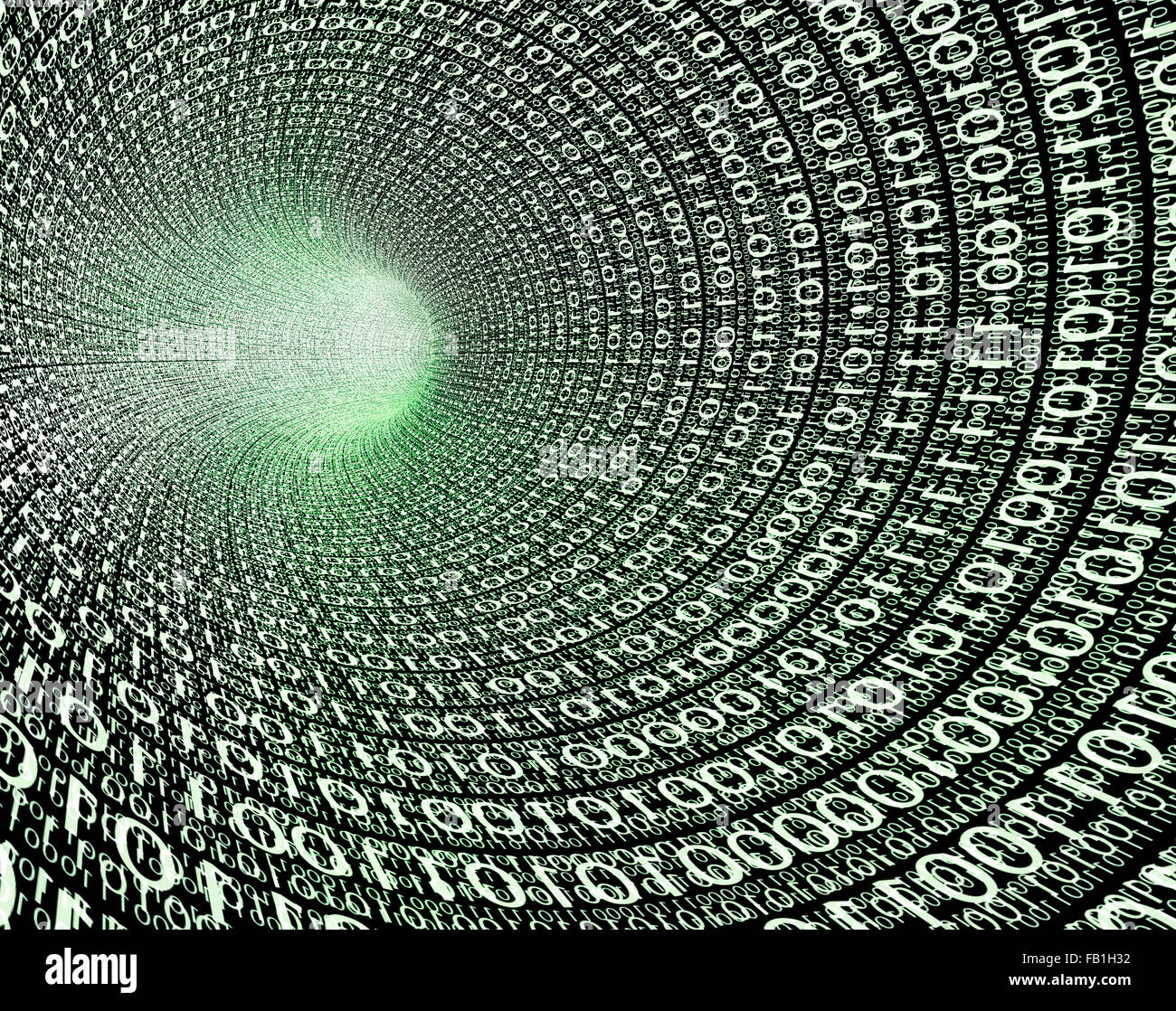Tunnel mit Binär-Code als ein Daten-Wirbel. Stockfoto