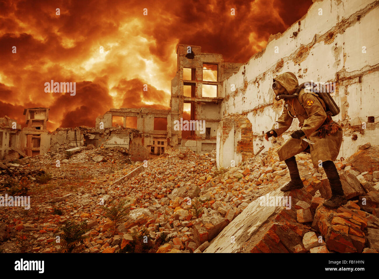 Überlebende der nuklearen Apokalypse Stockfoto