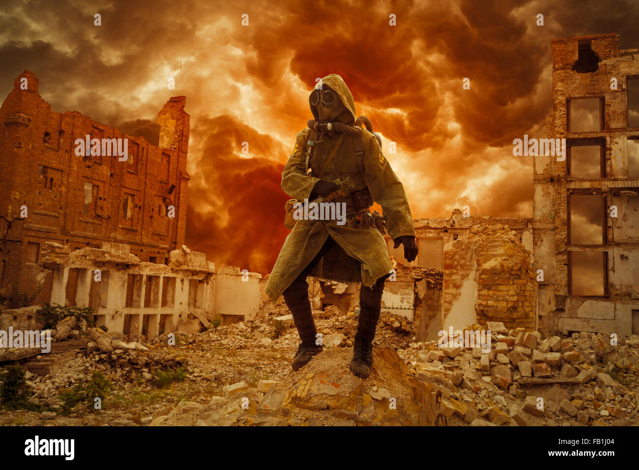 Überlebende der nuklearen Apokalypse Stockfoto