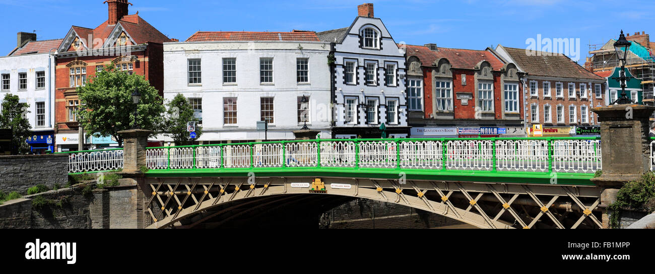 Gusseisen-Stadtbrücke oder Bridgwater Brücke Fluß Parrett, West Quay, Bridgwater Town, Somerset, England. Stockfoto
