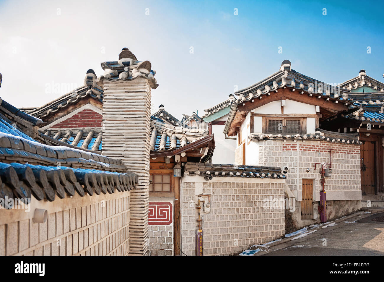 Kreative Bild von Hanok Bukchon Dorf - Seoul, Südkorea Stockfoto