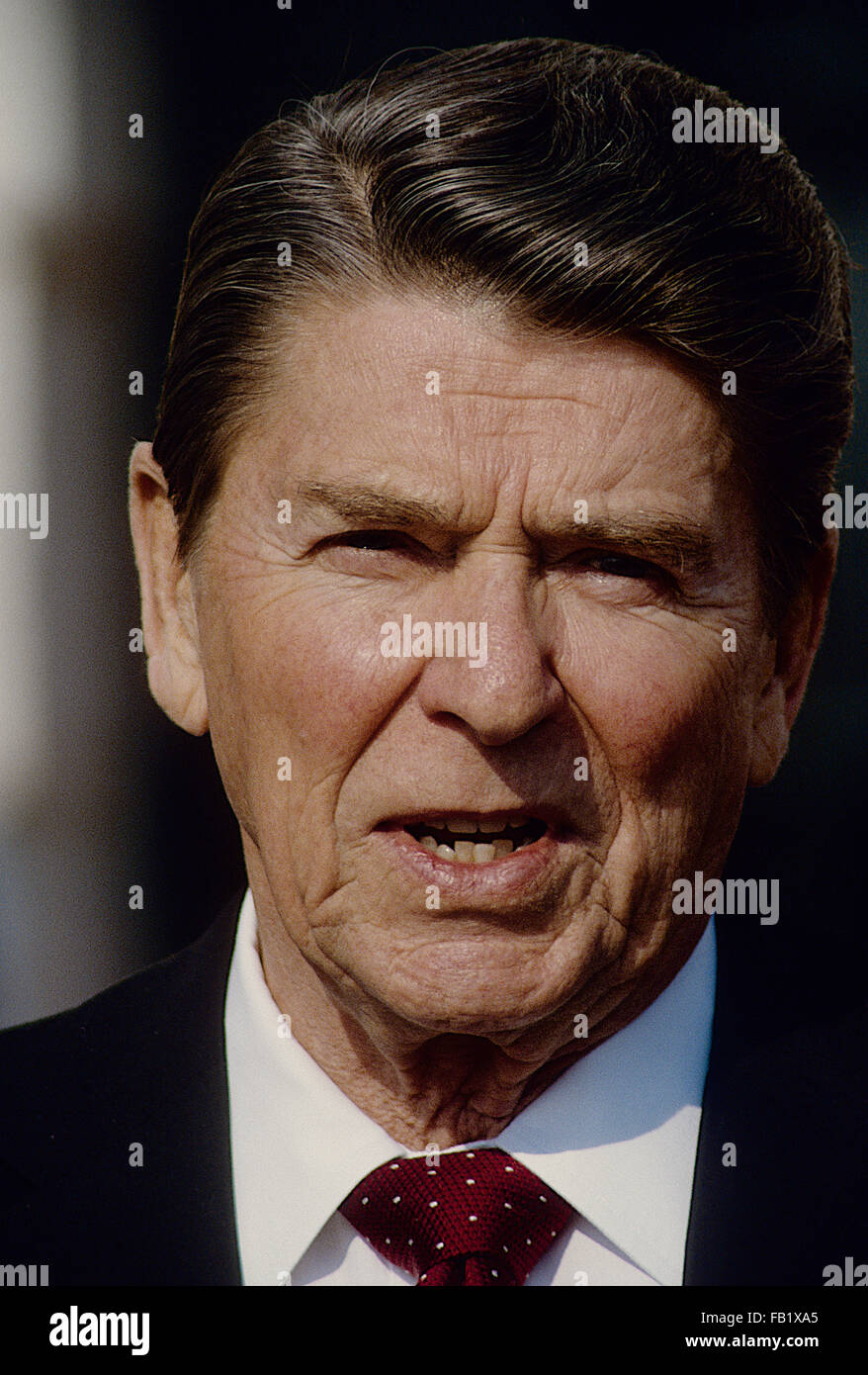 Washington, DC, USA, Februar 1985 Präsident Ronald Reagan Porträt. Bildnachweis: Mark Reinstein Stockfoto