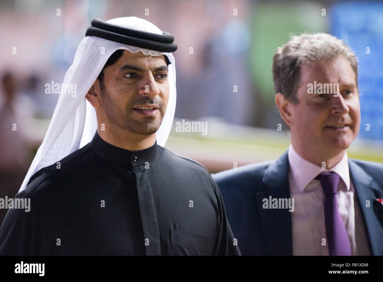 Dubai, Vereinigte Arabische Emirate. 7. Januar 2016. Godolphin Trainer Saeed Bin Suroor bevor die Vollblüter Gruppe 2 Rennen in der ersten Sitzung des 2016 Dubai World Cup Carnival in Meydan Credit: Tom Morgan/Alamy Live News Stockfoto