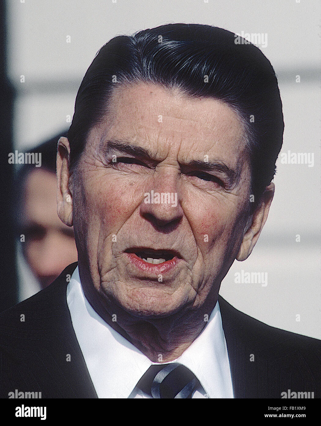 Washington, DC, USA, Februar 1983 Präsident Ronald Reagan Portrait Credit: Mark Reinstein Stockfoto