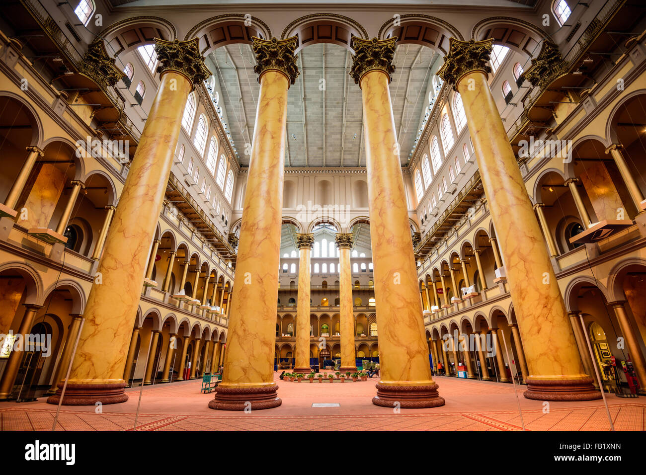 Die große Halle des National Building Museum in Washington DC, USA. Stockfoto