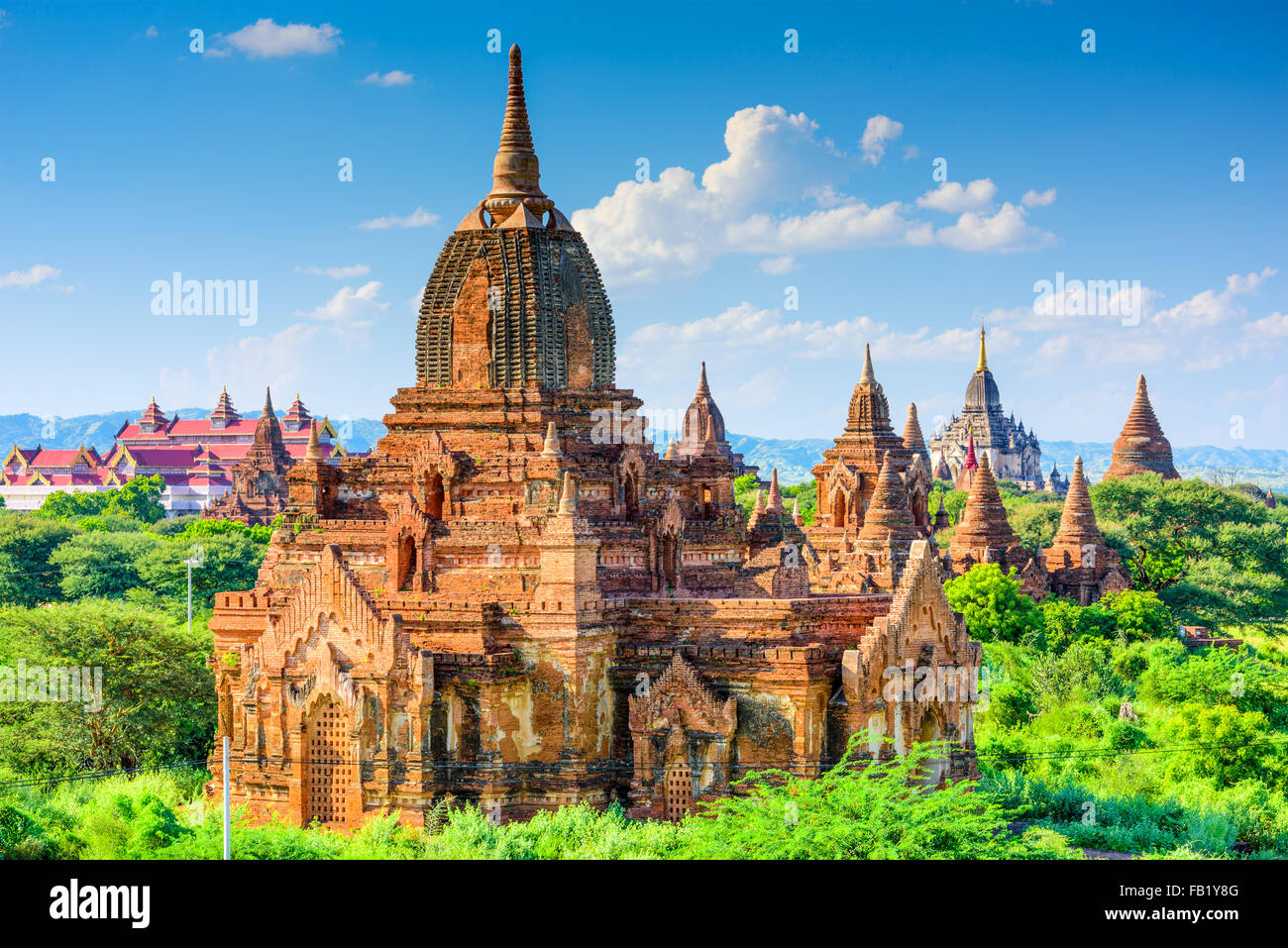 Bagan, Myanmar Tempel im archäologischen Park. Stockfoto