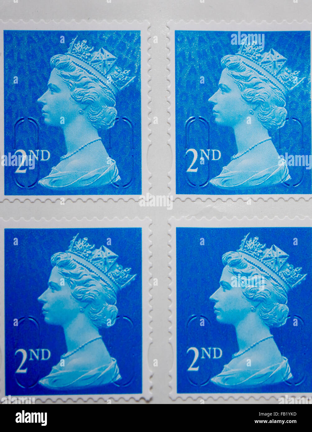 Zweiter Klasse Briefmarken der britischen Royal Mail Stockfoto