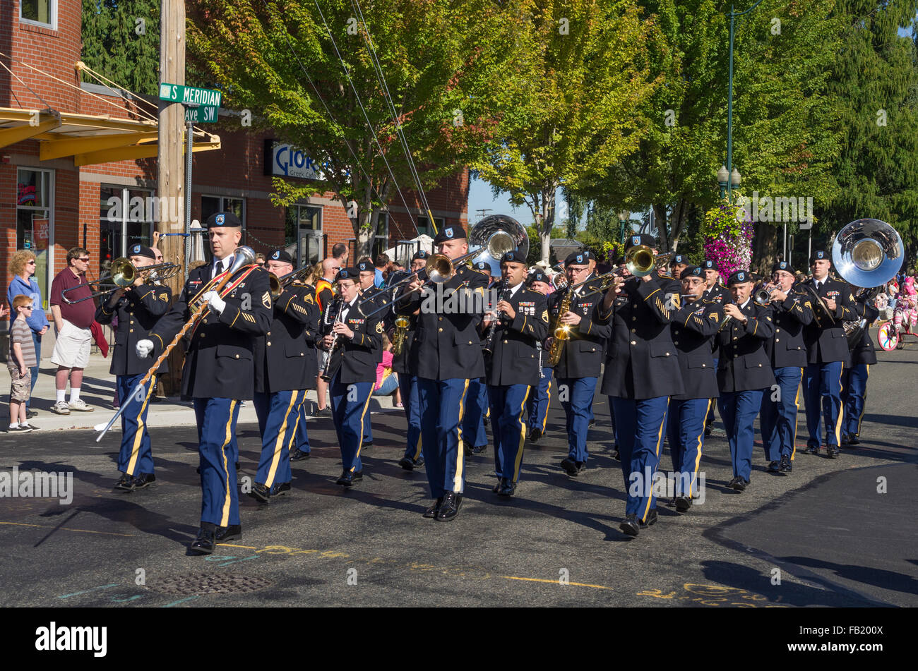 Westlichen Rodeo Parade; 56. Army Band. Stockfoto