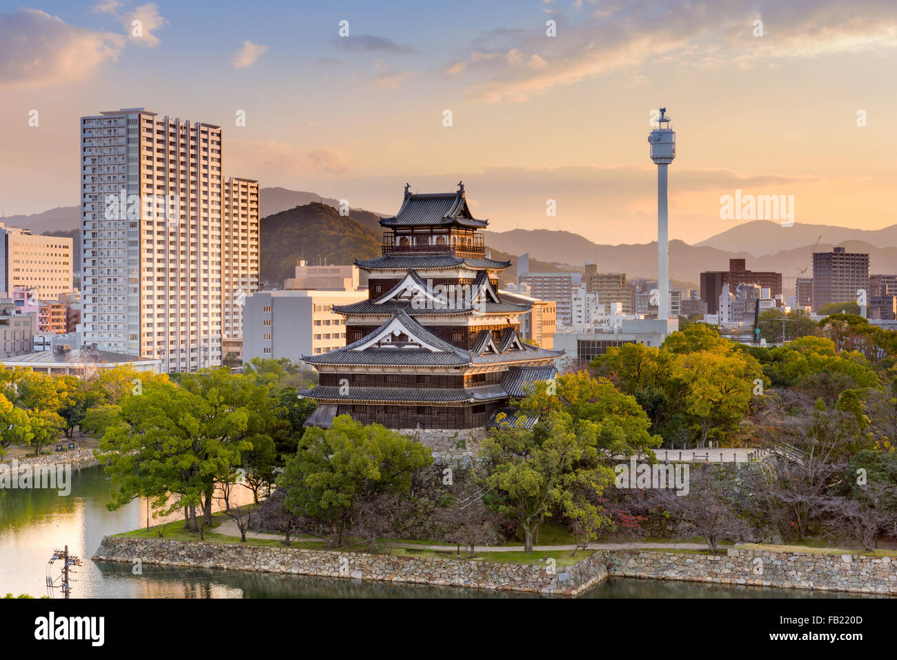 Hiroshima, Japan Stadtbild auf der Burg. Stockfoto