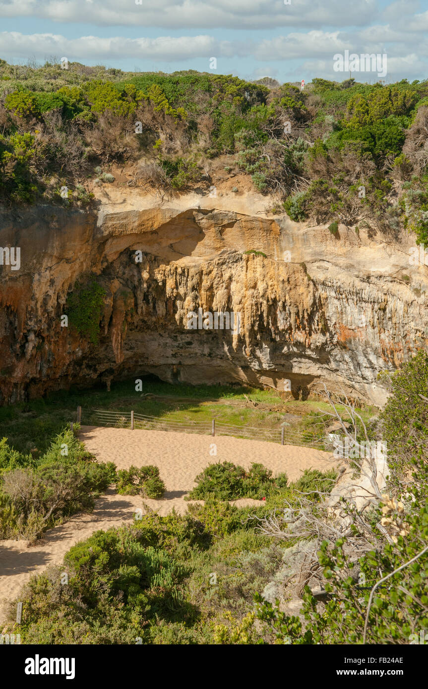 Stalaktiten in Loch Ard Gorge, Great Ocean Road, Victoria, Australien Stockfoto