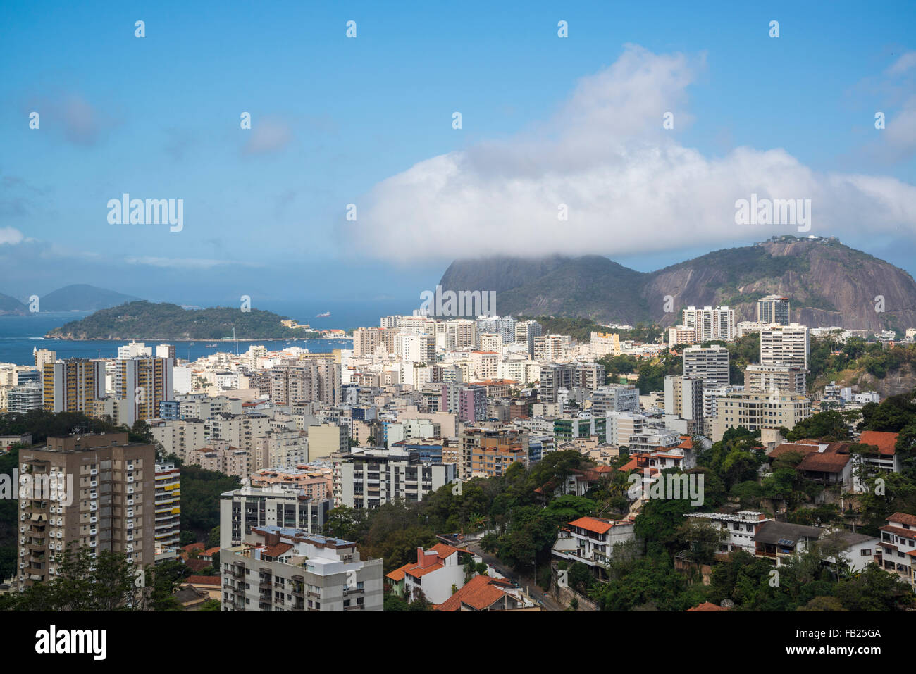 Blick vom Vila Pereira da Silva Favela, Pereirão, Laranjeiras Nachbarschaft, Rio De Janeiro, Brasilien Stockfoto