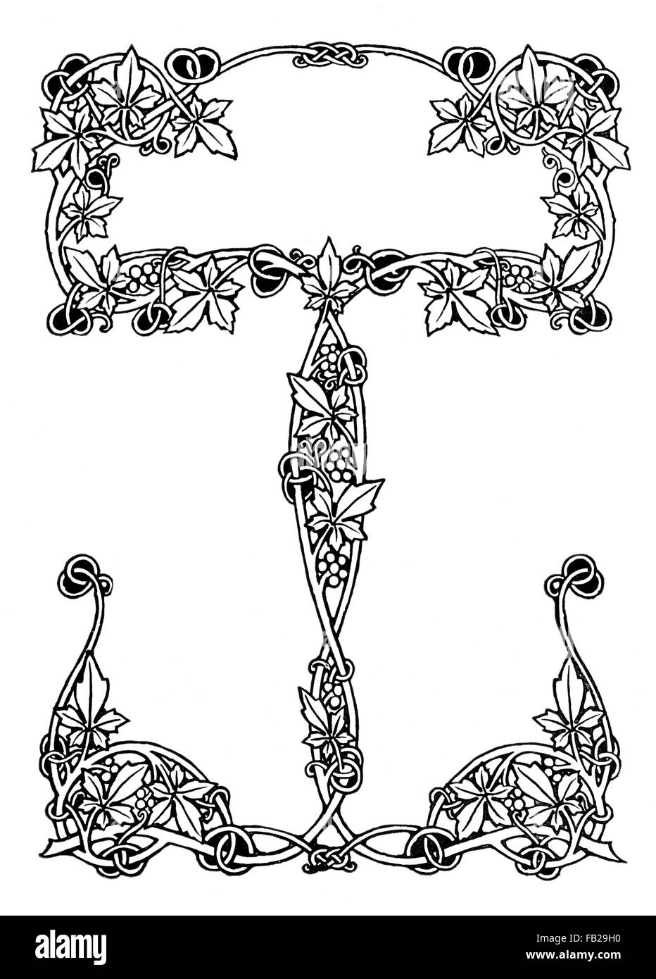 1906 Jugendstil Reben Rahmendesign durch John Crook aus The International Studio Magazine Stockfoto