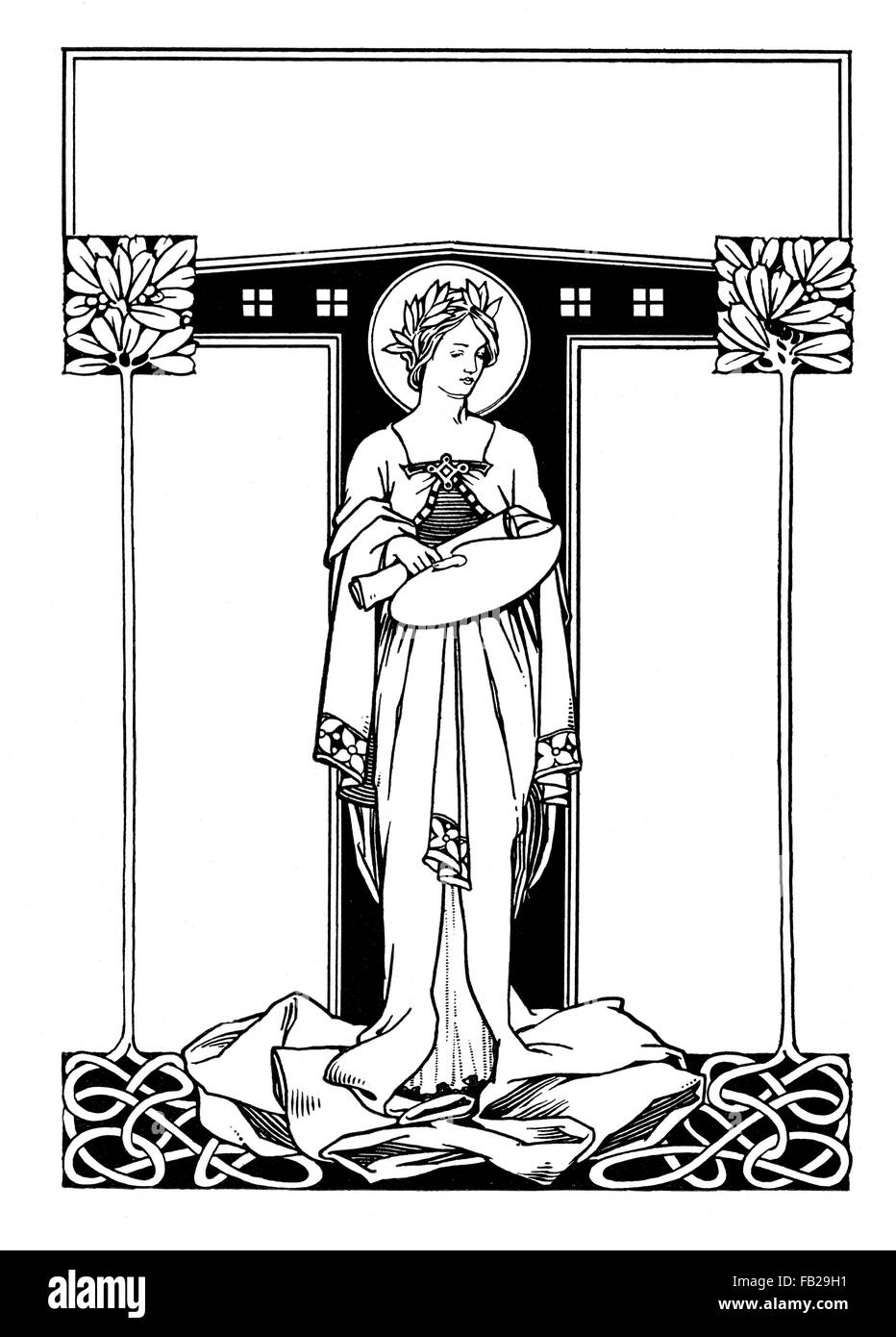 1906-Jugendstil, Rahmendesign von Percy Lancaster aus The International Studio Magazine Stockfoto