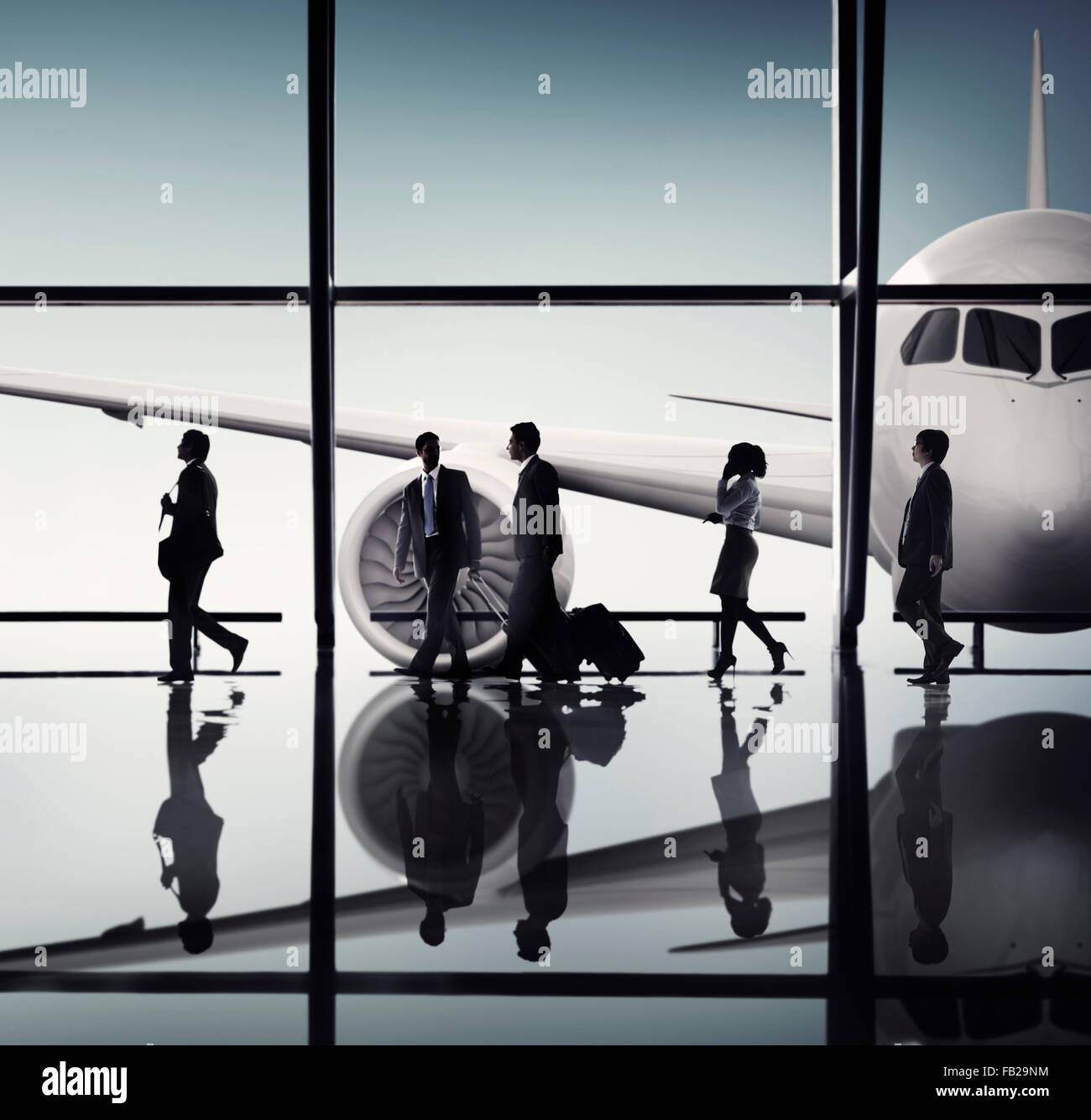 Silhouetten von Menschen Geschäftsflughafen Passagier Konzept Stockfoto