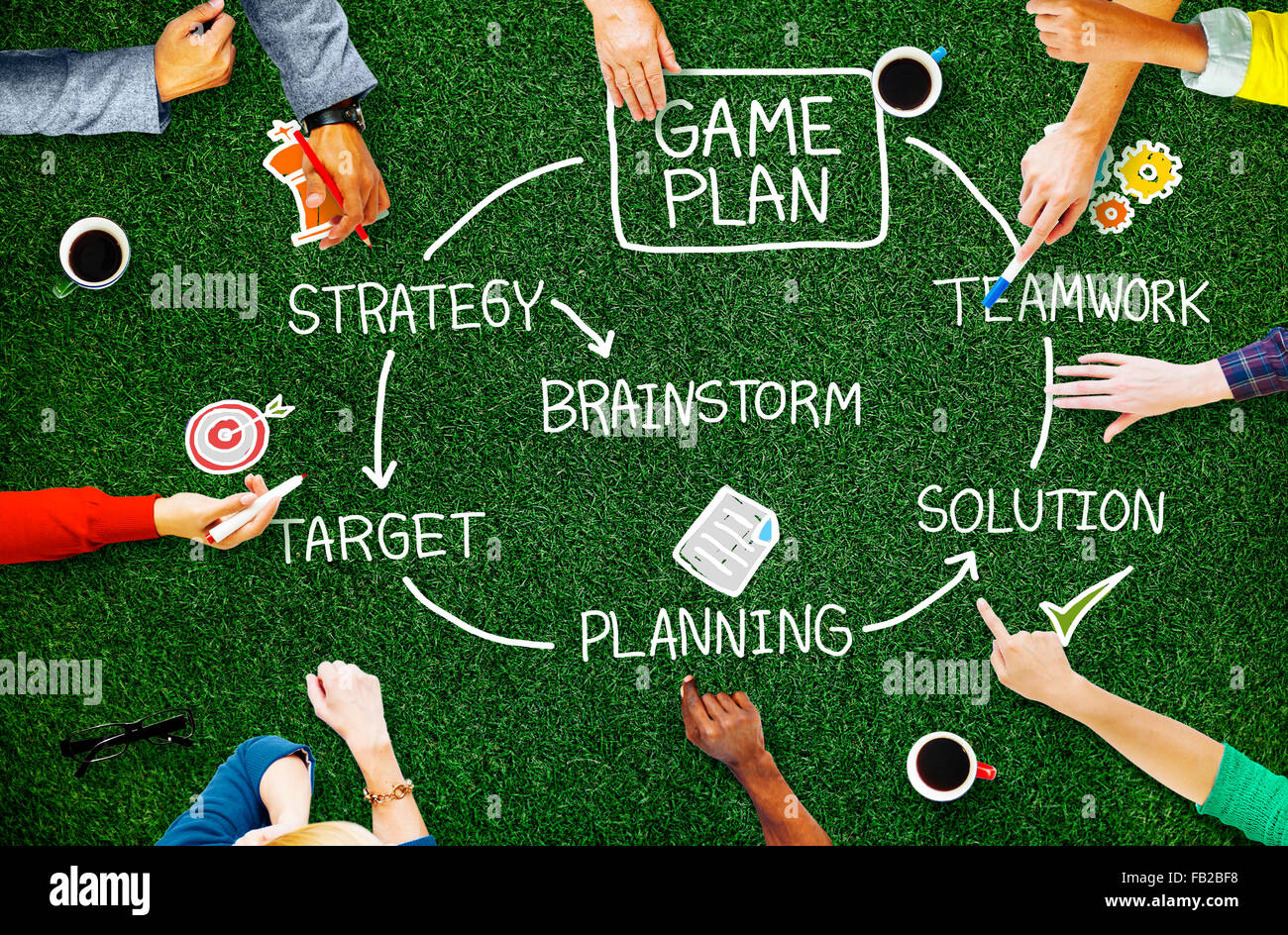 Spielplan-Strategie planen Taktik soll-Konzept Stockfoto