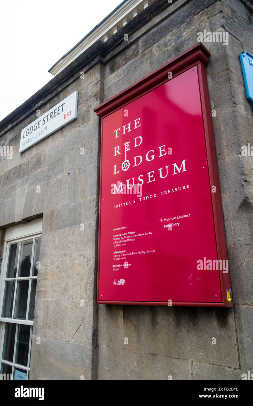 Um Bristol Stadtzentrum Zeichens Red Lodge Museum Stockfoto