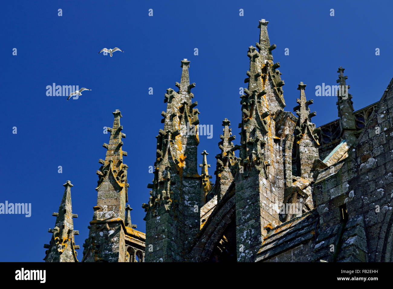 Frankreich: Roof Top Detail von der Abtei Kirche von Le Mont St. Michel Stockfoto