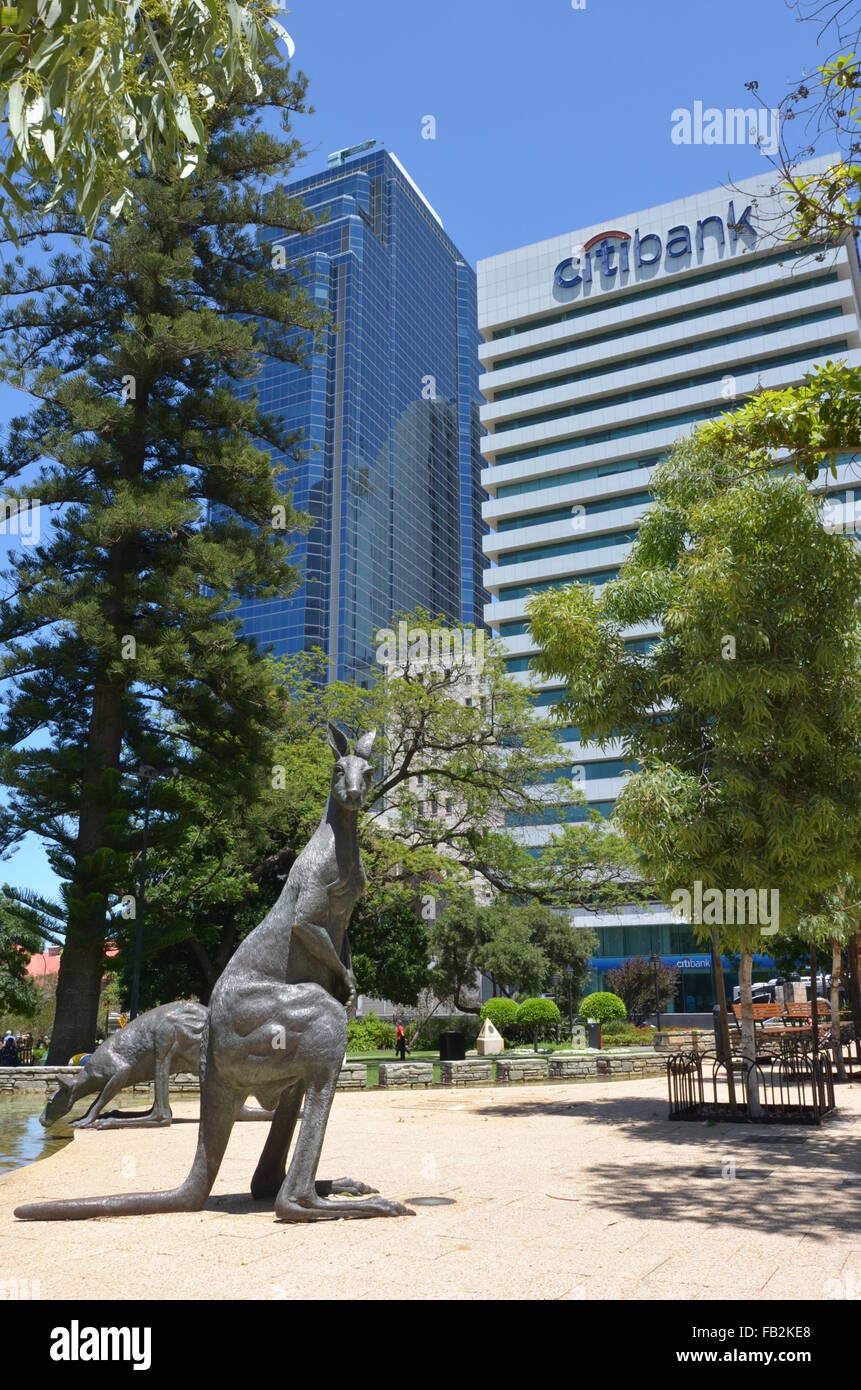 Känguru-Skulpturen in Stirling Gardens, Perth, Australien Stockfoto