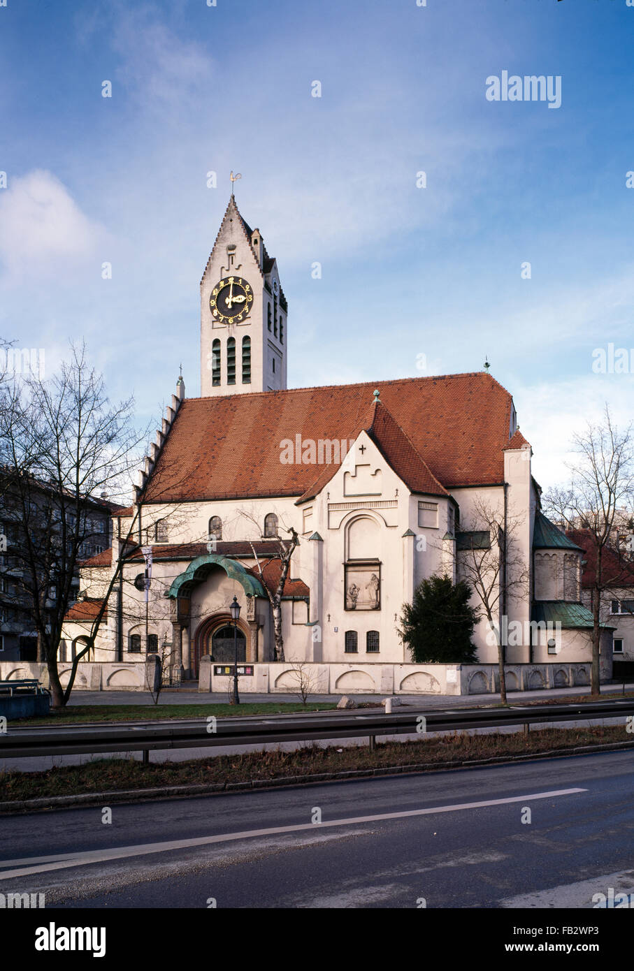 München-Schwabing, Erlöserkirche, 1900-1901 von Theodor Fischer Erbaut, Stockfoto