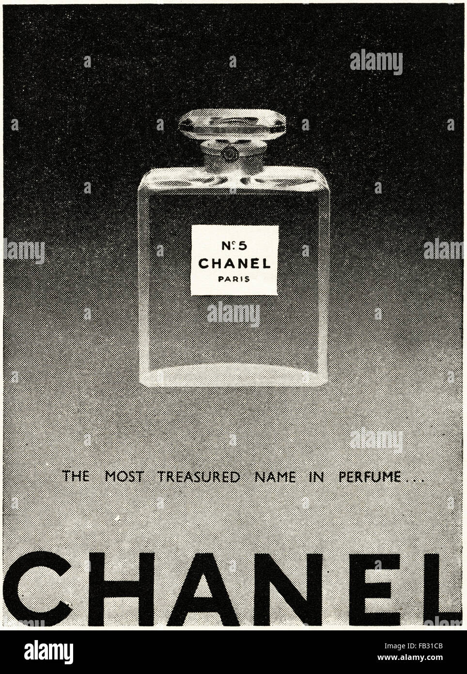 Original Vintage advert von 1950. Werbung Werbung 1953 Chanel No 5 Parfums. 50s Retro Stockfoto