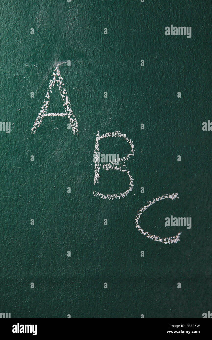 Alphabet b c an der Tafel Stockfoto