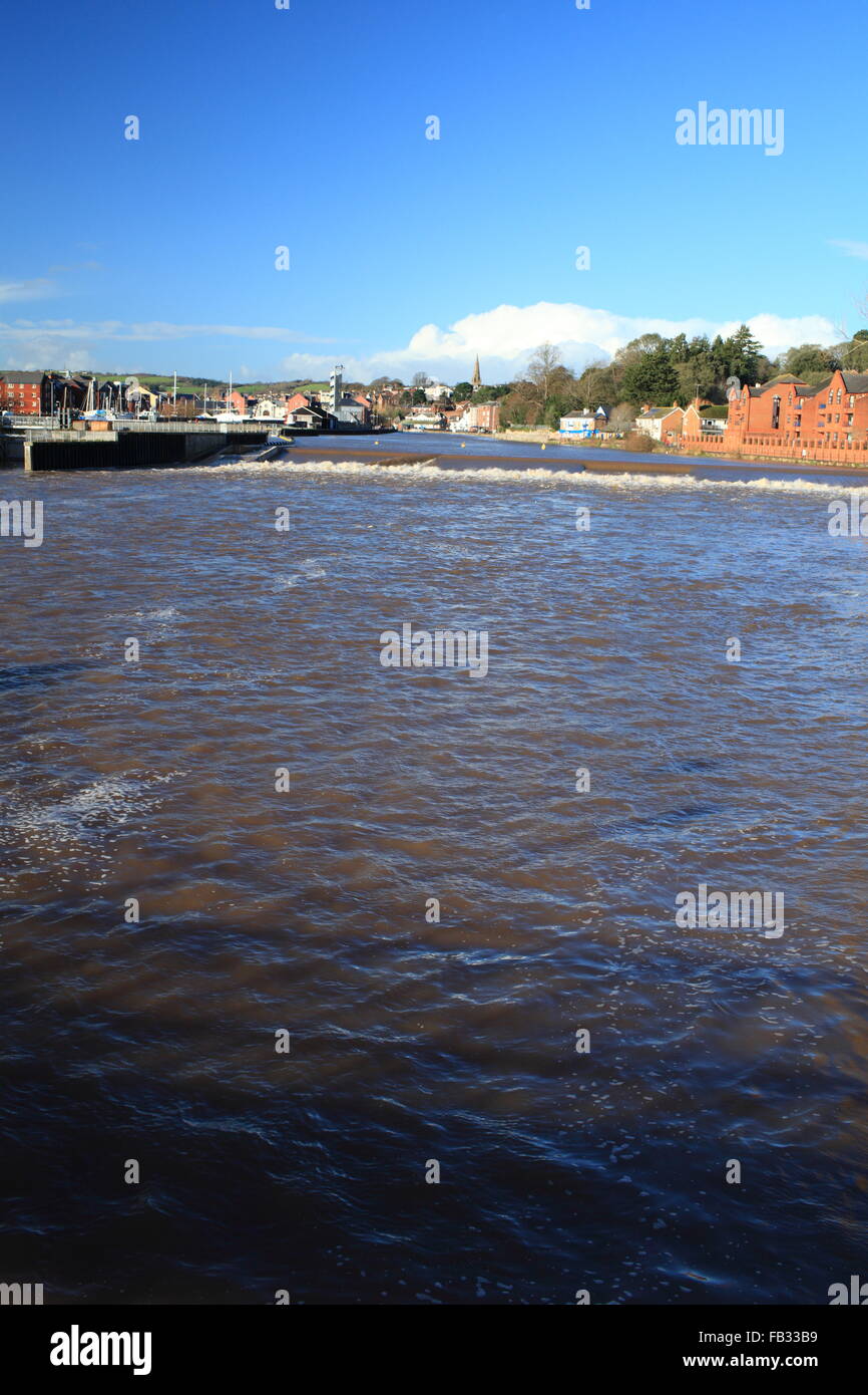 Karottenhosenträger Wehr bei Exeter Quay, Devon, England, UK Stockfoto